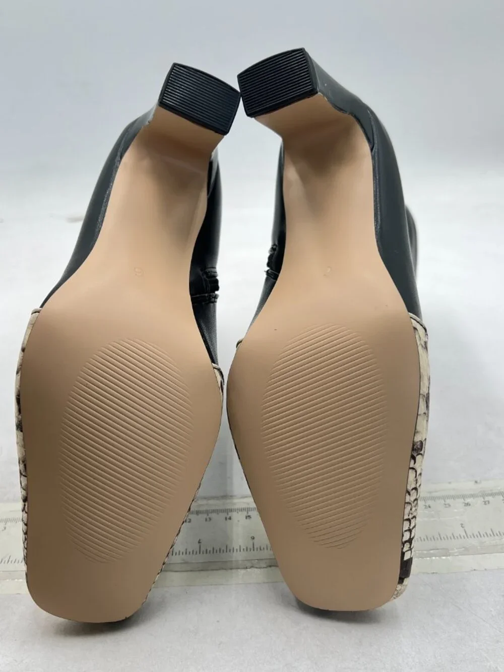 Black Sneaker Square Toe Comfort Chunky Heel Ankle Boots Zipper Booties Winter